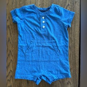 Baby Heathered Henley Blue Shortie from Primary Size 6-12 months